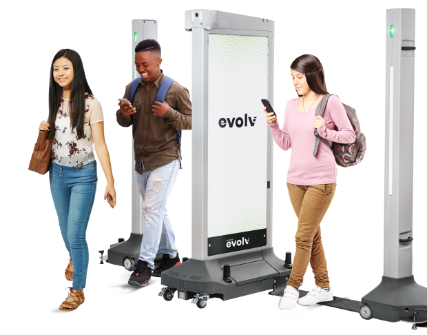 teens walking through evolv detectors